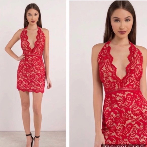Tobi Red Lace Dress - Picture 1 of 4